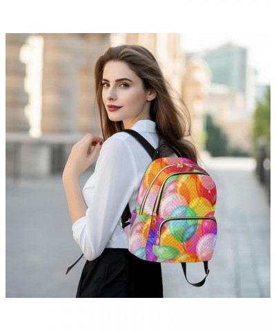 Colorful Balloon Pattern Mini Backpack Purse for Women, Travel Backpack Fashion Backpack Handbag Shoulder Bag Small Casual Da...