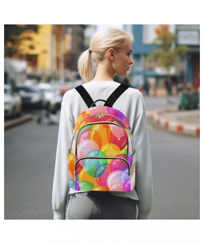 Colorful Balloon Pattern Mini Backpack Purse for Women, Travel Backpack Fashion Backpack Handbag Shoulder Bag Small Casual Da...