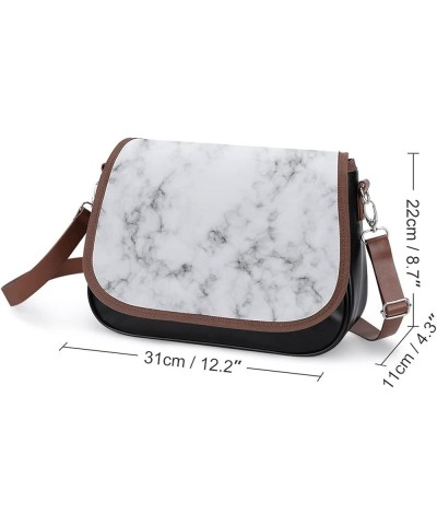 Printed Crossbody Bags Women City Leather Shoulder Bag Satchel Hobo Bags Trendy Black And White Marble Color9 $28.99 Hobo Bags