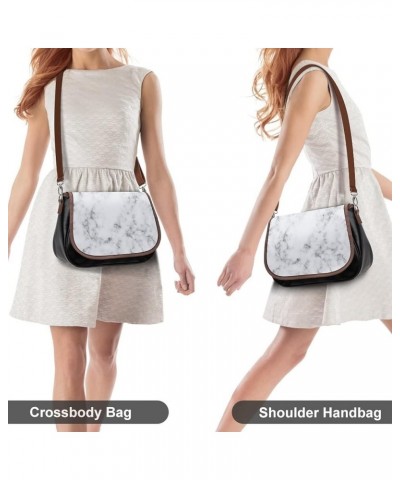 Printed Crossbody Bags Women City Leather Shoulder Bag Satchel Hobo Bags Trendy Black And White Marble Color9 $28.99 Hobo Bags