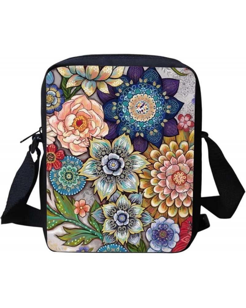 Animal Horse Pattern Women Cross Body Shoulder Bag for School Travel Boho Floral Blossoms $9.71 Crossbody Bags