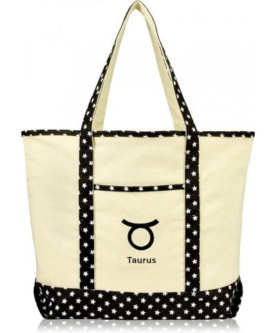 Zodiac Sign Shopping Tote Bag Black Star Horoscope Gifts Taurus $12.50 Totes