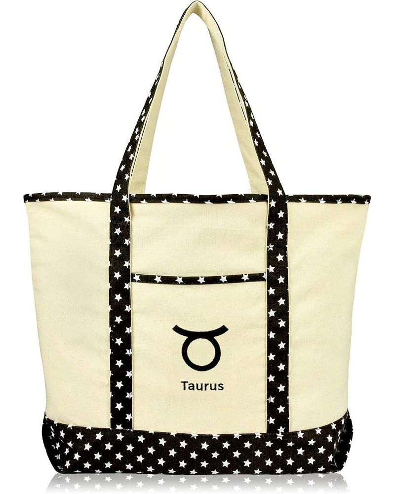 Zodiac Sign Shopping Tote Bag Black Star Horoscope Gifts Taurus $12.50 Totes