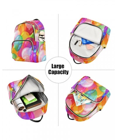 Colorful Balloon Pattern Mini Backpack Purse for Women, Travel Backpack Fashion Backpack Handbag Shoulder Bag Small Casual Da...