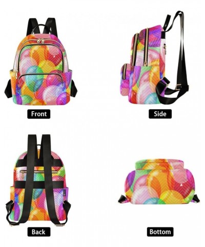 Colorful Balloon Pattern Mini Backpack Purse for Women, Travel Backpack Fashion Backpack Handbag Shoulder Bag Small Casual Da...