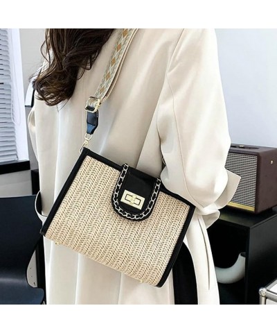 Fashion Crossbody Bags for Women with Guitar Strap Sling Bag for Women Beach Bag Straw Shoulder Bag Hot Summer Casual Black $...