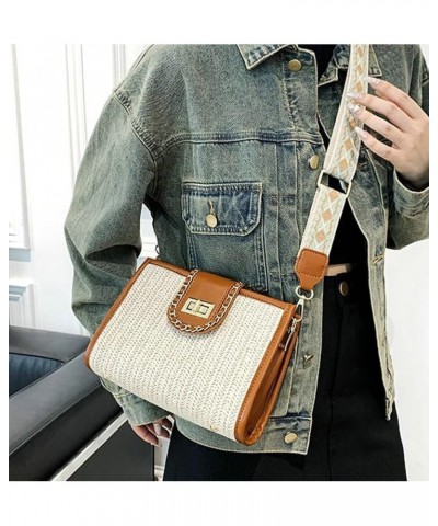 Fashion Crossbody Bags for Women with Guitar Strap Sling Bag for Women Beach Bag Straw Shoulder Bag Hot Summer Casual Black $...