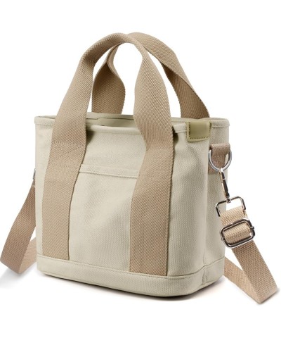 Canvas Tote Bag for Women with Multi Pockets,Trendy Shoulder Handbag with Compartments for shopping,Work,Beach Khaki $13.91 T...