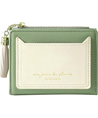 Women's Wallets Ladies Letter Print Zipper Wallet Short Two Fold Multi Card Wallet Zipper Pocket Wallet, Green, One Size, Cas...