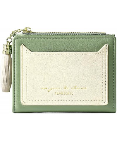 Women's Wallets Ladies Letter Print Zipper Wallet Short Two Fold Multi Card Wallet Zipper Pocket Wallet, Green, One Size, Cas...