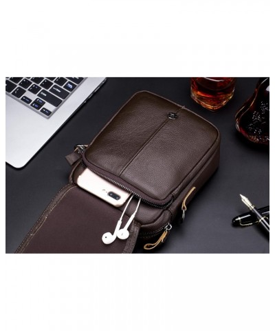 Genuine Leather Sling Bag for Men & Women Multi-pocket Chest Bag Crossbody Daypack Shoulder Bag Purse Water Resistant Lightwe...