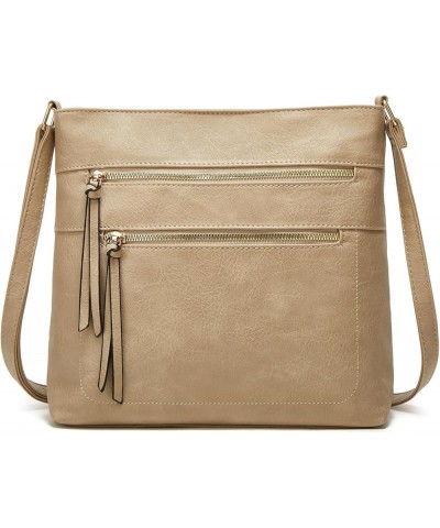 Crossbody Purse for Women Multi Pocket Shoulder Bags Soft Leather Handbags with Adjustable Strap Khaki $23.87 Crossbody Bags