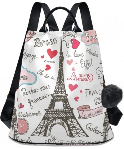 Paris Badges French Eiffel Tower Love Backpack for Daily Shopping Travel Multi 07 $23.59 Backpacks