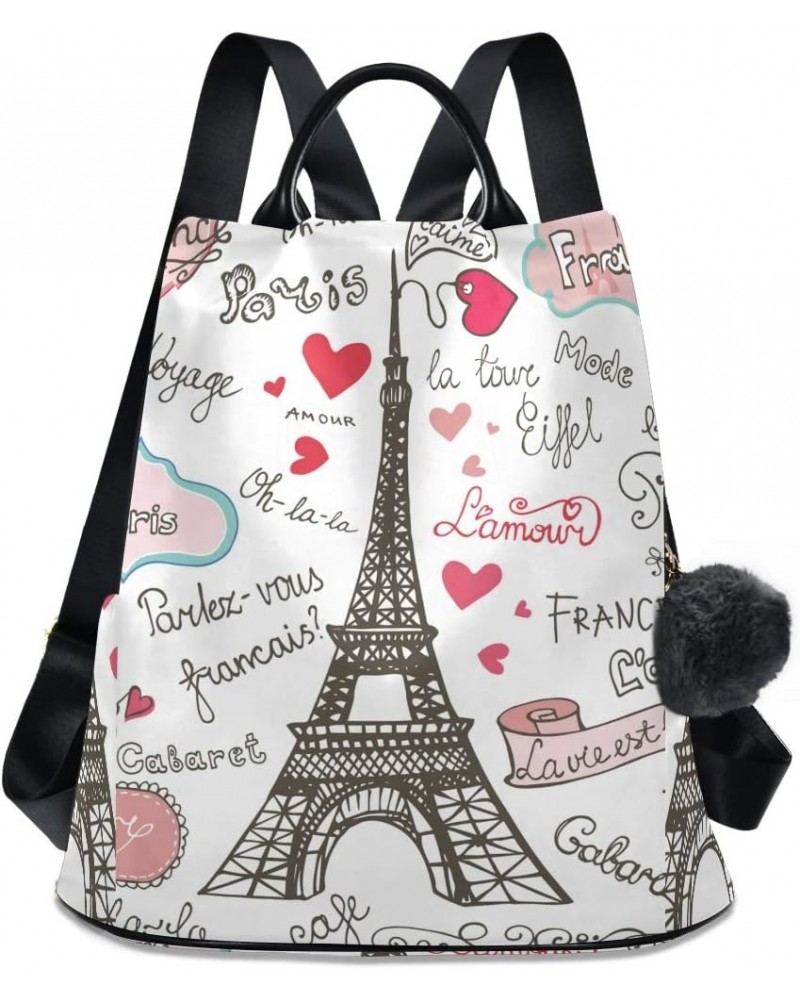 Paris Badges French Eiffel Tower Love Backpack for Daily Shopping Travel Multi 07 $23.59 Backpacks