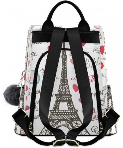 Paris Badges French Eiffel Tower Love Backpack for Daily Shopping Travel Multi 07 $23.59 Backpacks