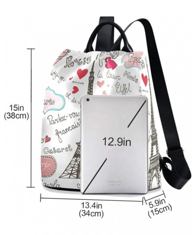 Paris Badges French Eiffel Tower Love Backpack for Daily Shopping Travel Multi 07 $23.59 Backpacks