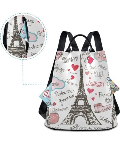 Paris Badges French Eiffel Tower Love Backpack for Daily Shopping Travel Multi 07 $23.59 Backpacks