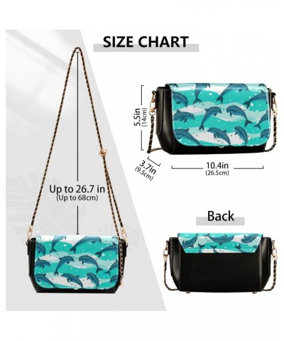 Dolphins Sea Marine Cross Body Purses for Womens Handbags with Credit Card Slots Black Small Purse $16.00 Crossbody Bags