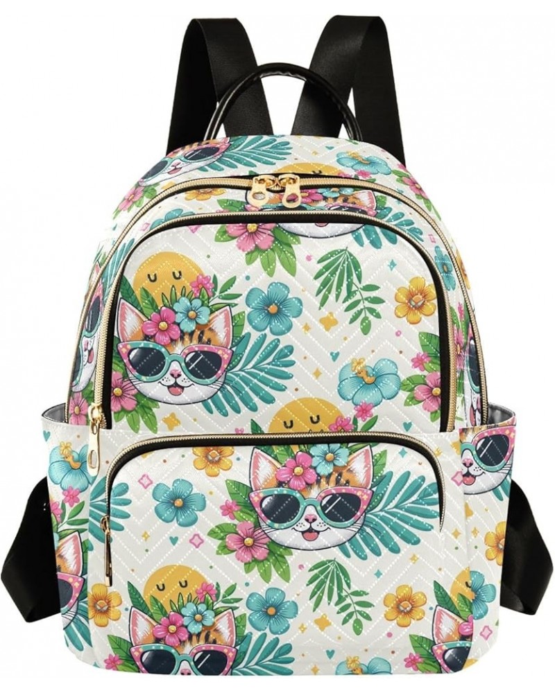 Happy Kitten Faces Fashion Backpack Purse for Women, Casual Daypacks, Ladies Gift for Traveling Hiking Multicolor Small $15.7...