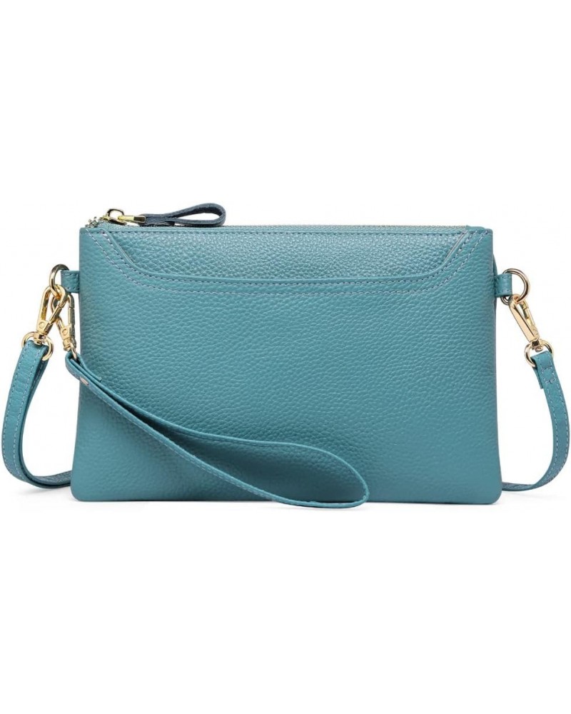 Genuine Leather Crossbody Bag for Women Slim Clutch Purse Small Handbag Blue $16.75 Clutches