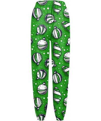 Womens Christmas Print High Waist Trousers Autumn Winter Elastic Sweatpants Sport Pocket Drawstring Pants 2-green $9.31 Clothing