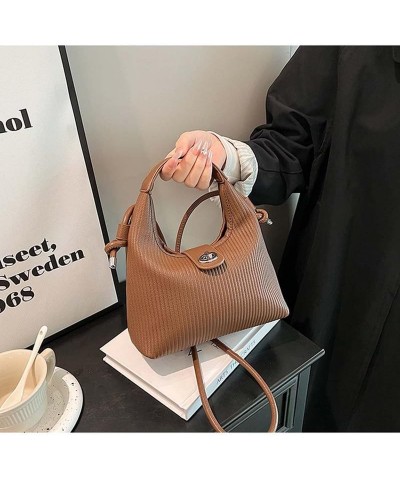 Fashion Women's bucket bag - quilted crossbody bags for women,2023 Autumn New Shoulder Bags Handbags Khaki $18.74 Crossbody Bags