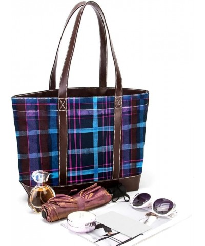 Tote Bag for Women, Large Tote Bags for Women, Women's Tote Handbags, Colorful Stripes Plaid, Tote Bag for Work Design 9502 $...