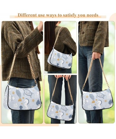 Ornament Circles Shoulder Purses Chain Shoulder Bag Party with Zipper Cute Sea Mermaids Whales Pattern $17.69 Handbags