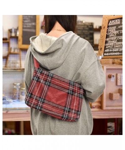 Plaid Women Hobo Handbags, Furry Tote Women Shoulder Bag Purse England Plaid $12.17 Totes