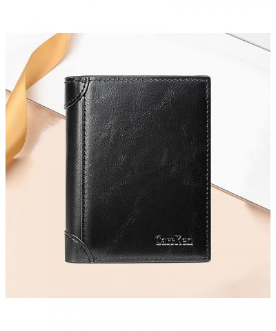 Womens Slim Wallet Men's Double Loose Leaf Short Solid Color Multi Function Korean Vertical PU Wallet (Grey, One Size) Black ...