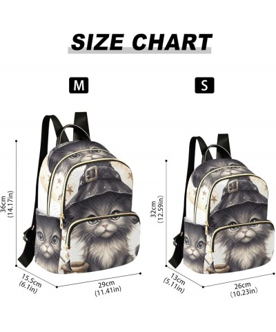 Women's Medium Fashion Backpack Halloween Black Cat Print Ladies Travel Daypack Aesthetic Shoulder Bag 10.2×5.1×12.5 IN $18.0...