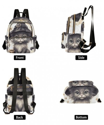 Women's Medium Fashion Backpack Halloween Black Cat Print Ladies Travel Daypack Aesthetic Shoulder Bag 10.2×5.1×12.5 IN $18.0...