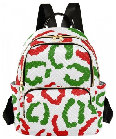 Small Backpack for Women Travel Bag Green Red Christmas Leopard Daypack Purse Fashion Shoulder Bag Rucksack Small A7 $12.74 B...