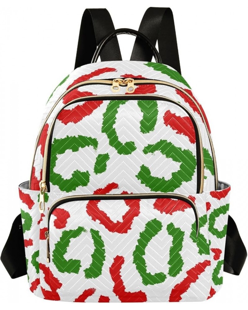 Small Backpack for Women Travel Bag Green Red Christmas Leopard Daypack Purse Fashion Shoulder Bag Rucksack Small A7 $12.74 B...