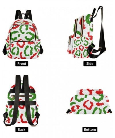 Small Backpack for Women Travel Bag Green Red Christmas Leopard Daypack Purse Fashion Shoulder Bag Rucksack Small A7 $12.74 B...