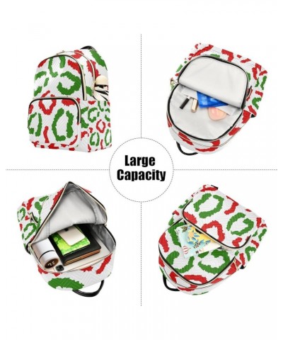 Small Backpack for Women Travel Bag Green Red Christmas Leopard Daypack Purse Fashion Shoulder Bag Rucksack Small A7 $12.74 B...