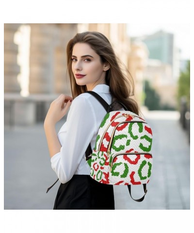 Small Backpack for Women Travel Bag Green Red Christmas Leopard Daypack Purse Fashion Shoulder Bag Rucksack Small A7 $12.74 B...