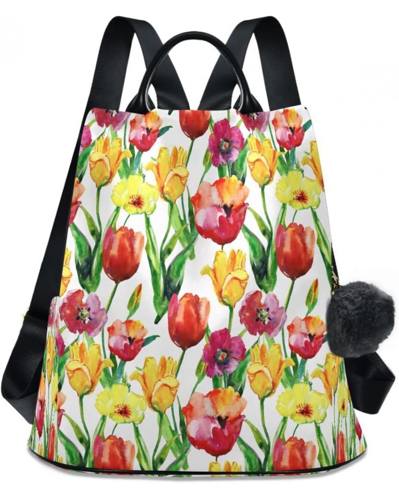 Tulips Flowers Anti-Theft Women Backpack Purse for Fashion Bag Travel Back Pack Rucksack Shoulder Bag $17.64 Backpacks