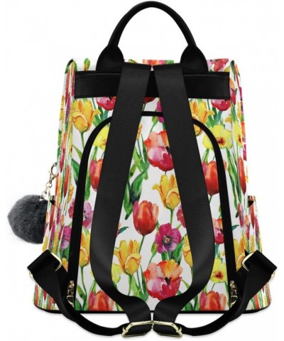 Tulips Flowers Anti-Theft Women Backpack Purse for Fashion Bag Travel Back Pack Rucksack Shoulder Bag $17.64 Backpacks