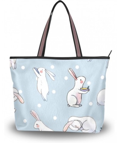 Cooper girl Cute Rabbits Tote Bag Top Handle Handbag Shoulder Bag Large Capacity $25.36 Totes