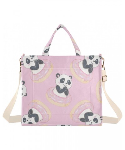 Panda in Doughnut Corduroy Handbag - Fashionable, Unique, and Versatile Shoulder Bag Beige straps $16.46 Shoulder Bags