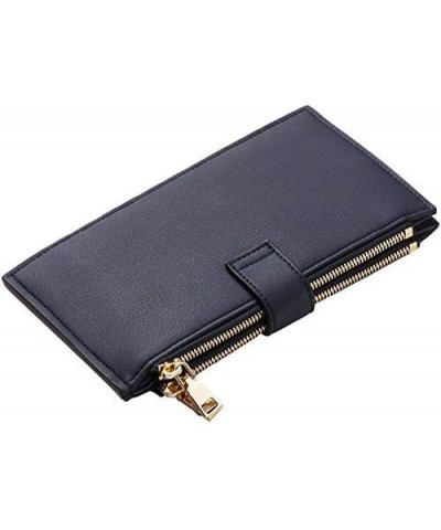 Womens Wallet Slim RFID Blocking Bifold Credit Card Holder Wallet with 16 Card Slots, 2 Zippered Pockets Navy Blue $10.61 Wal...