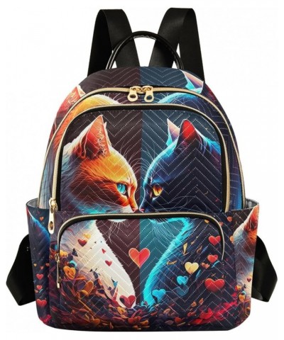 Medium Fashion Backpack for Women Two Cats Love Print Ladies Travel Daypack Aesthetic Shoulder Bag 11.4×6.1×14.1 IN $16.92 Ba...