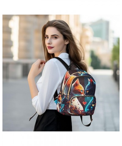 Medium Fashion Backpack for Women Two Cats Love Print Ladies Travel Daypack Aesthetic Shoulder Bag 11.4×6.1×14.1 IN $16.92 Ba...