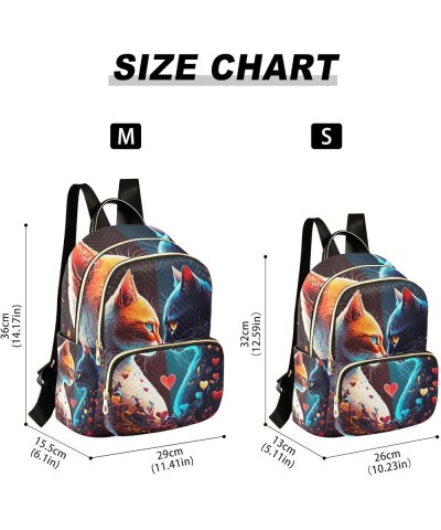 Medium Fashion Backpack for Women Two Cats Love Print Ladies Travel Daypack Aesthetic Shoulder Bag 11.4×6.1×14.1 IN $16.92 Ba...