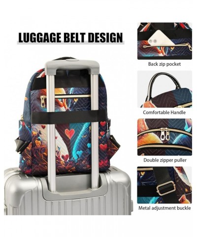 Medium Fashion Backpack for Women Two Cats Love Print Ladies Travel Daypack Aesthetic Shoulder Bag 11.4×6.1×14.1 IN $16.92 Ba...