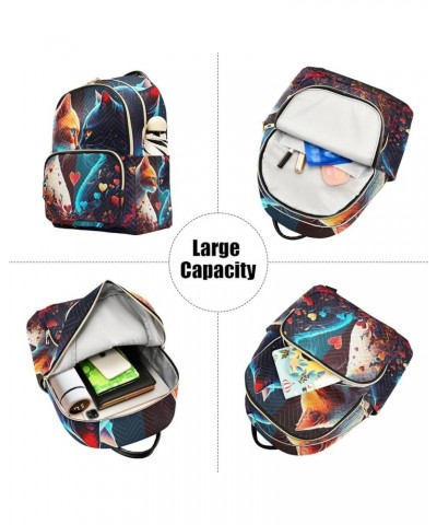 Medium Fashion Backpack for Women Two Cats Love Print Ladies Travel Daypack Aesthetic Shoulder Bag 11.4×6.1×14.1 IN $16.92 Ba...