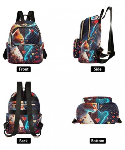 Medium Fashion Backpack for Women Two Cats Love Print Ladies Travel Daypack Aesthetic Shoulder Bag 11.4×6.1×14.1 IN $16.92 Ba...