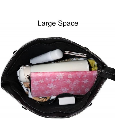 Women's Fashion Casual Handbag,PU Leather Large Capacity PC Work Bag,Travel Camping Picnic Single Shoulder Bag Bow Anime Girl...