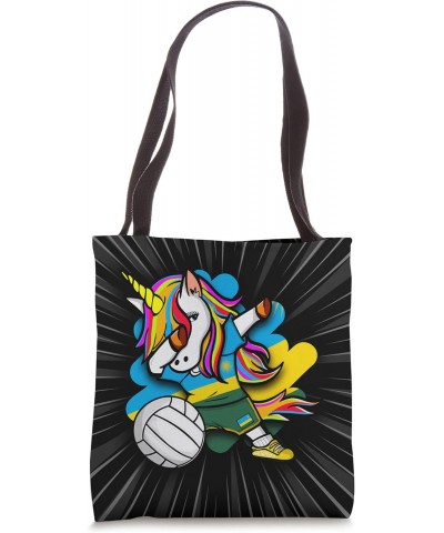 Dabbing Unicorn Rwanda Volleyball Fans Jersey Rwandan Flag Tote Bag $13.94 Totes